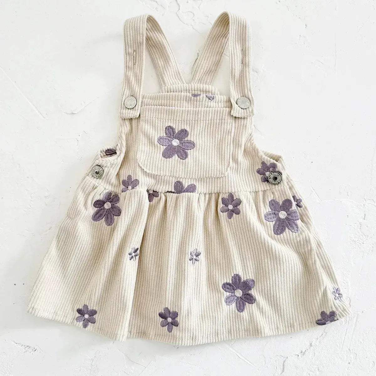 Girls Denim Dress With Floral Embroidery And Straps - ToylandEU
