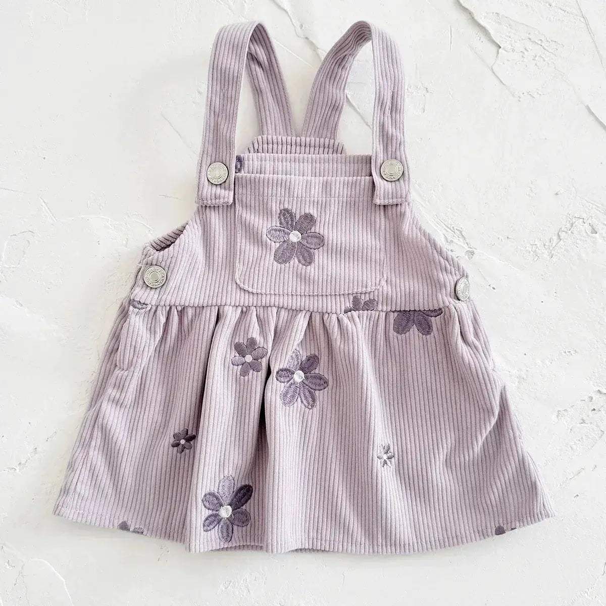 Girls Denim Dress With Floral Embroidery And Straps - ToylandEU