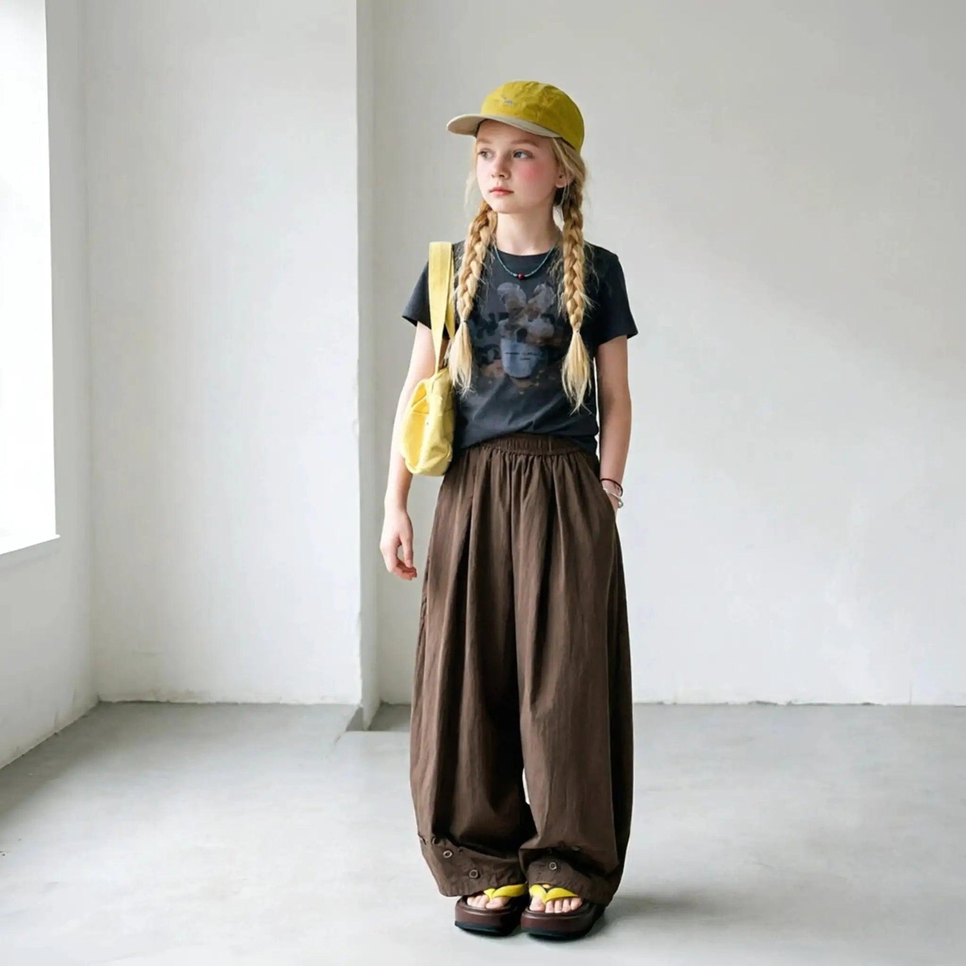  Girls Elastic Waist Wide Leg Pants Korean Style Comfort -  ToylandEU™