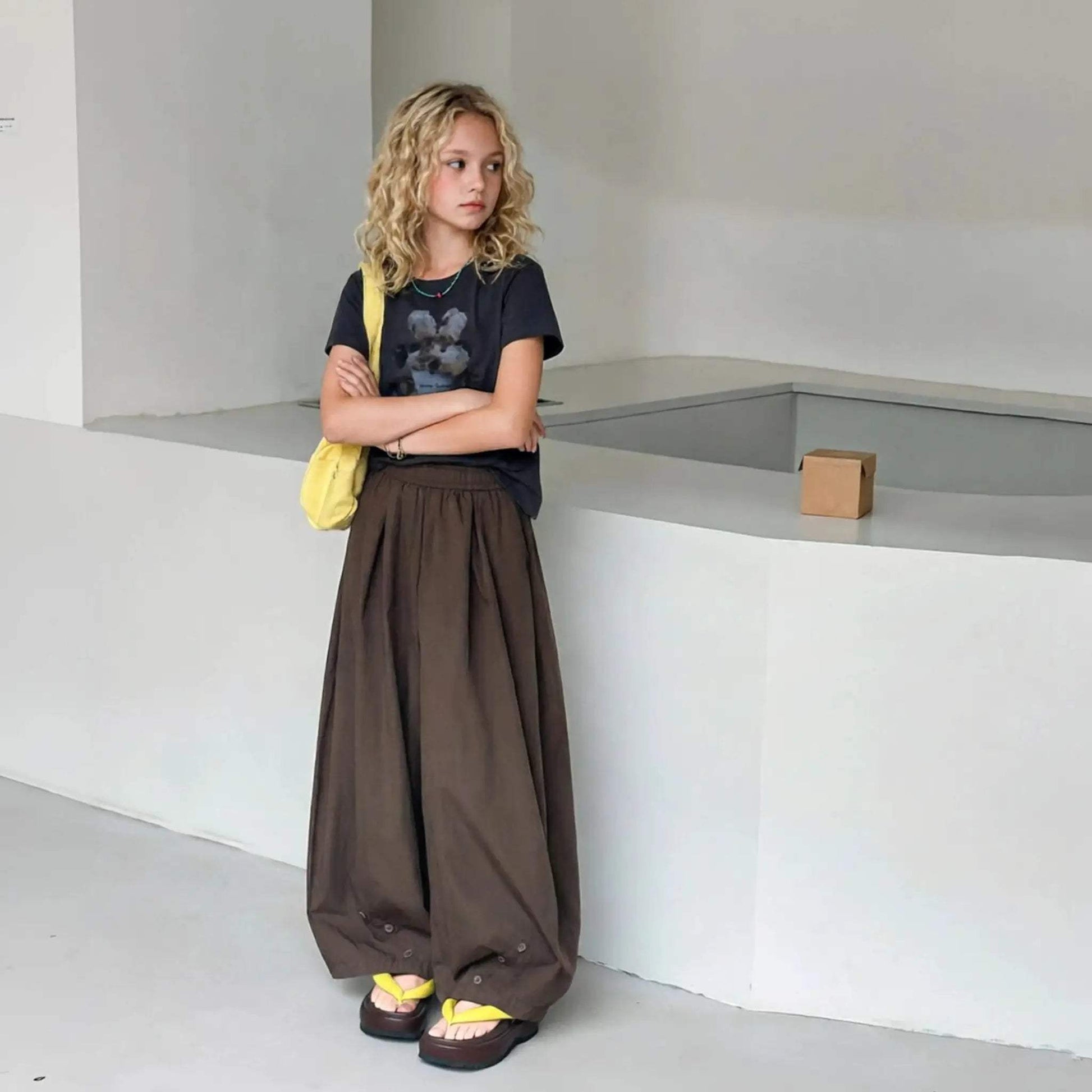  Girls Elastic Waist Wide Leg Pants Korean Style Comfort -  ToylandEU™