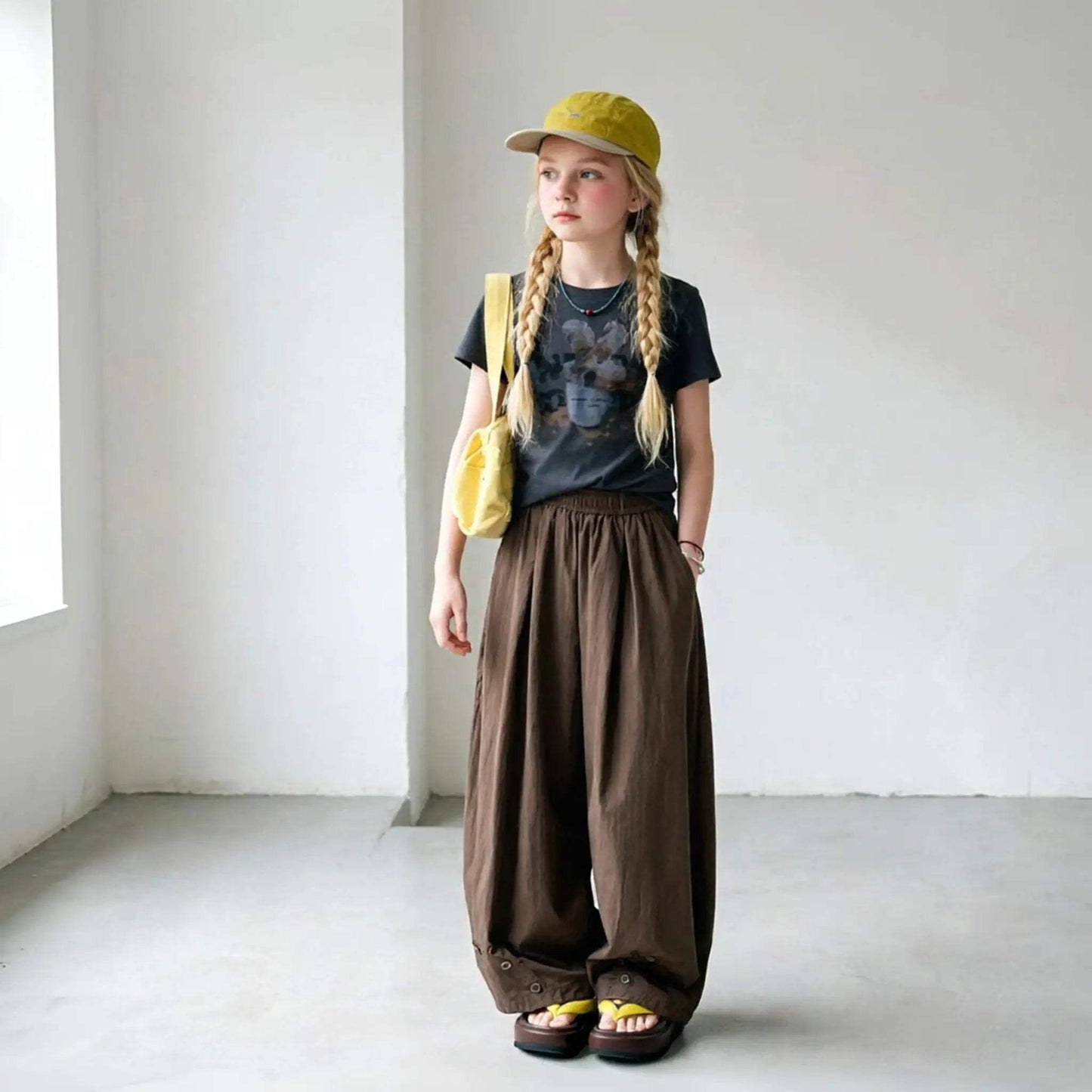  Girls Elastic Waist Wide Leg Pants Korean Style Comfort -  ToylandEU™