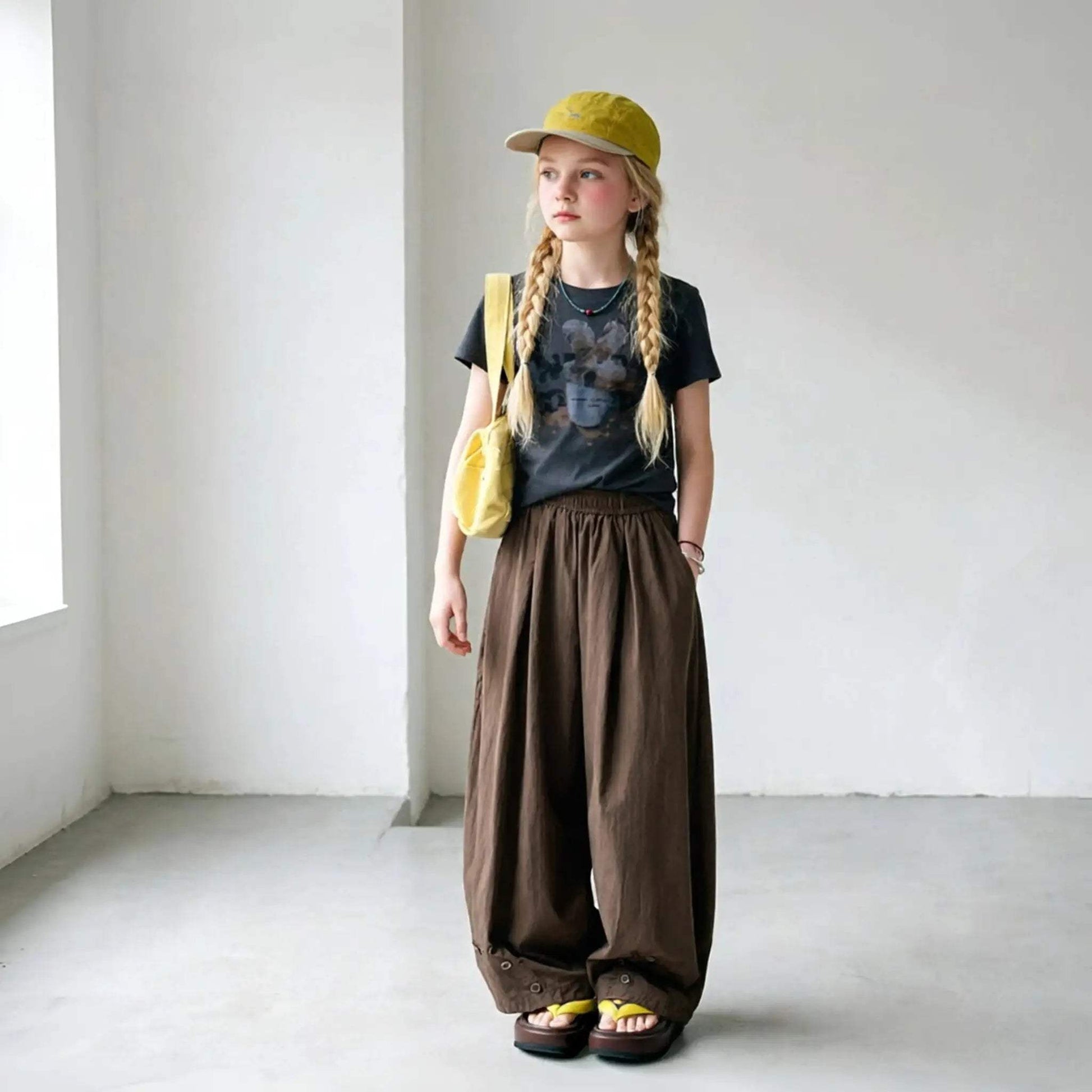  Girls Elastic Waist Wide Leg Pants Korean Style Comfort -  ToylandEU™