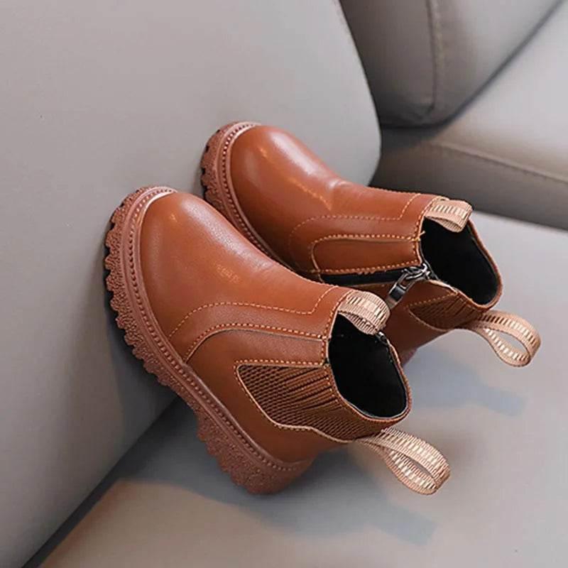 Girls' Embroidered Cherry Short Boots Soft PU Ankle Fashion