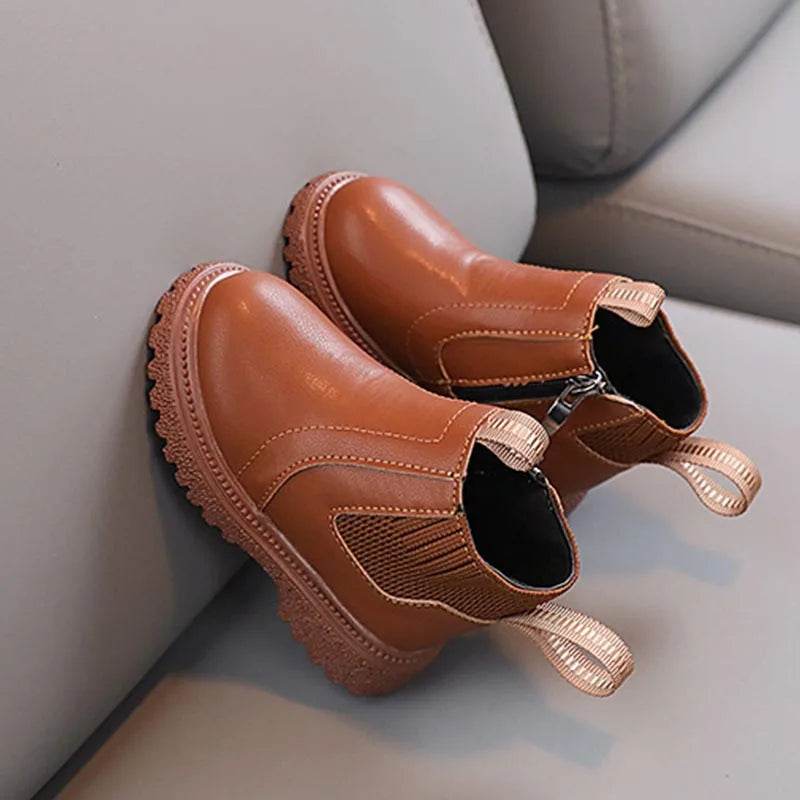 Girls' Embroidered Cherry Short Boots - Soft PU Ankle Fashion Footwear for Kids 2025 Spring Autumn - ToylandEU