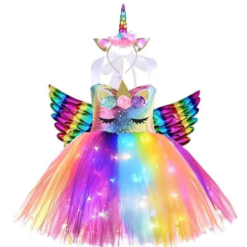  Girls' Enchanting Rainbow Unicorn Tutu Dress - Sparkling Fancy Costume with Glow-in-the-Dark Details -  ToylandEU™