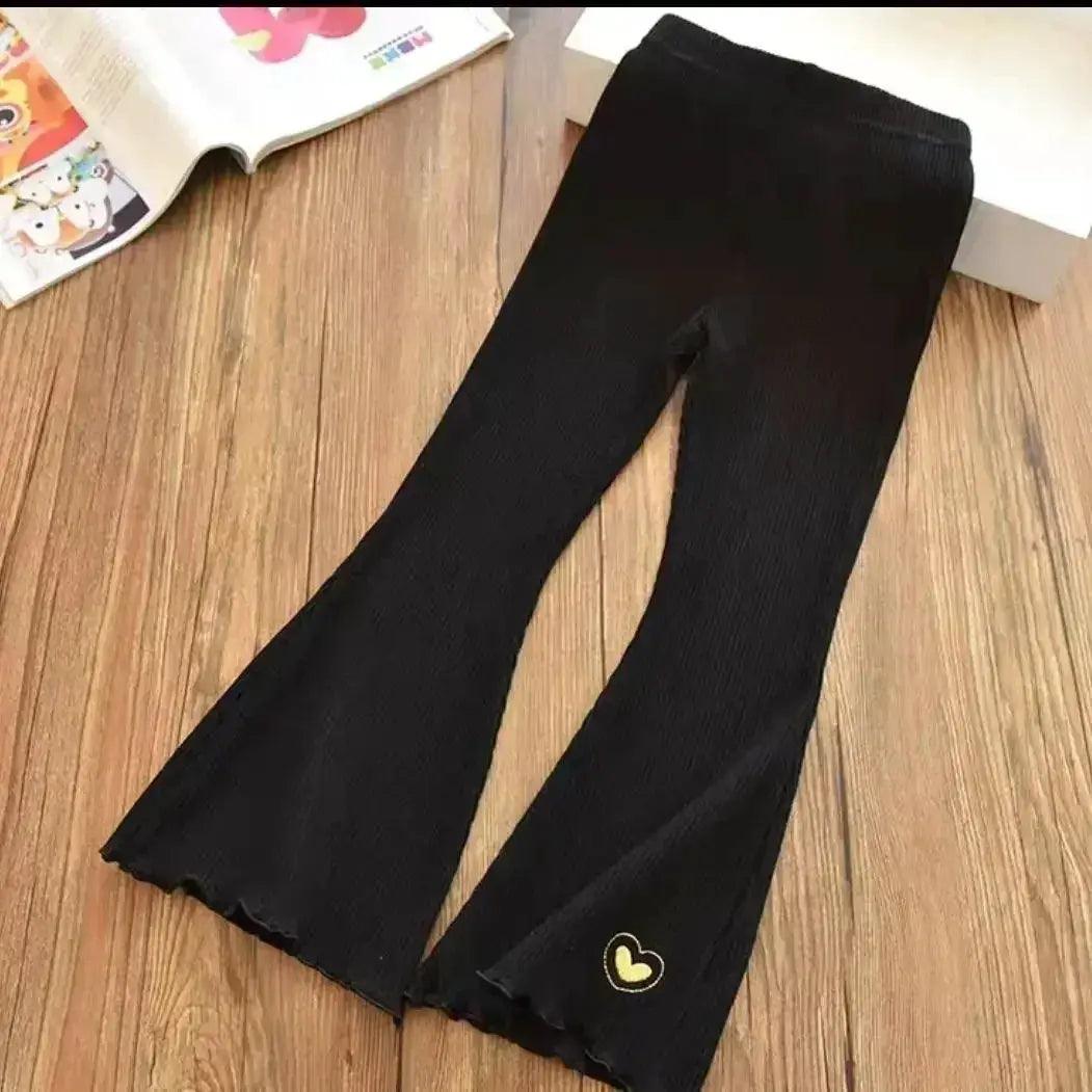  Girls Flare Leggings Heart Embroidery Elastic Waistband -  ToylandEU™