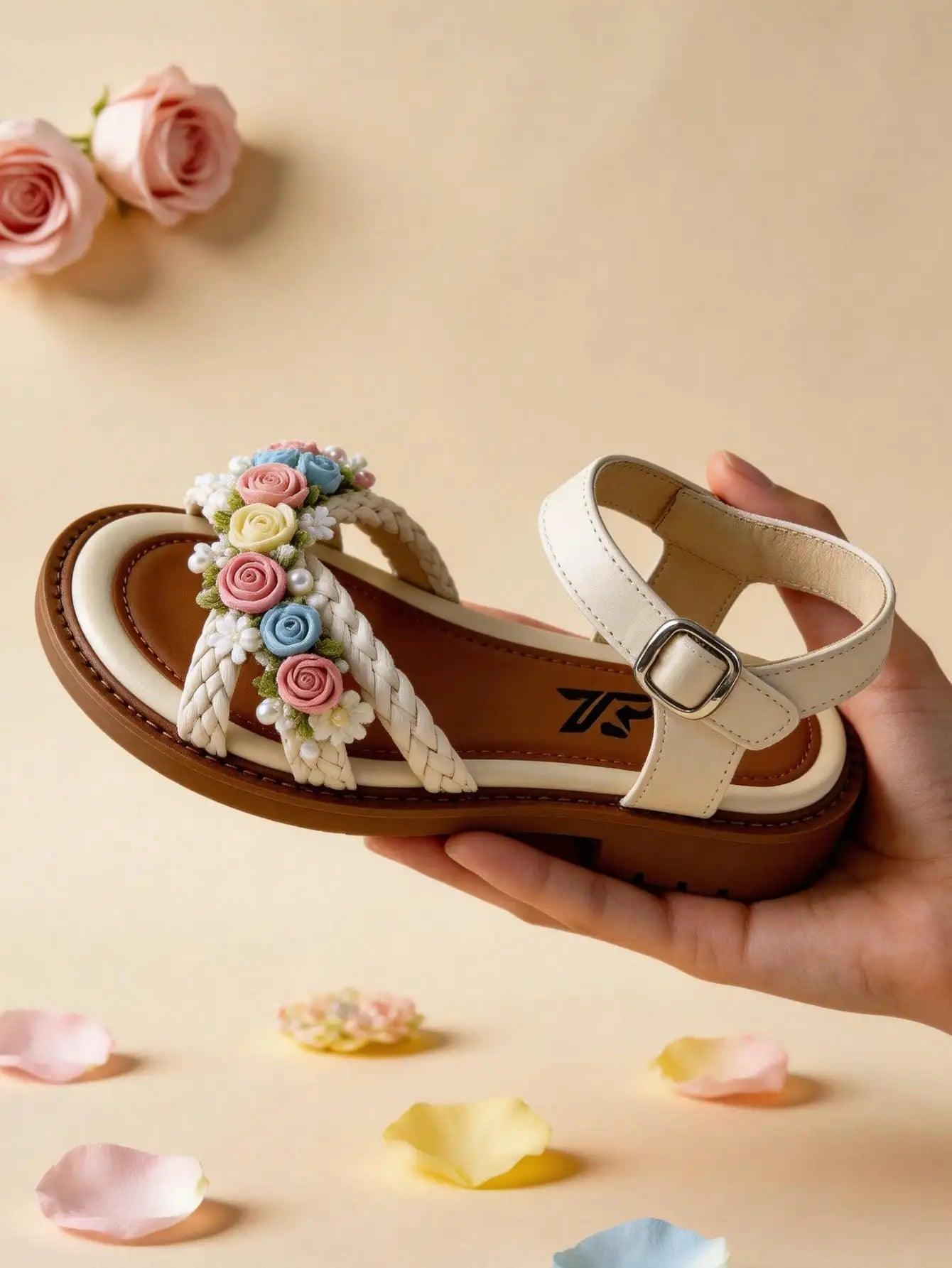  Girls Floral Sandals Braided Princess Toylandeu™ 