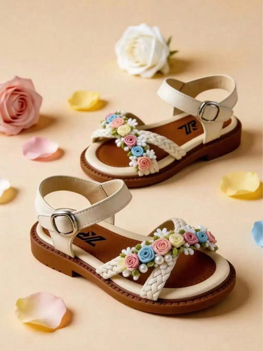  Girls Floral Sandals Braided Princess Toylandeu™ 