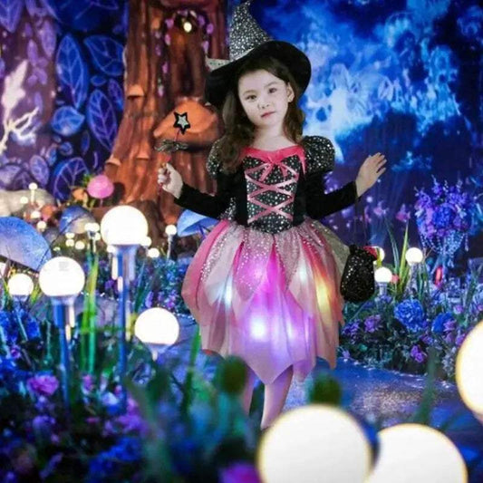 Girls' Glow-in-the-Dark LED Witch Dress for Halloween & Cosplay - ToylandEU