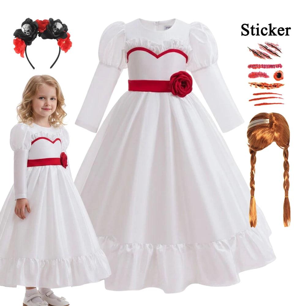 Girls Halloween Costume | Annabelle White Dress | Toylandeu™