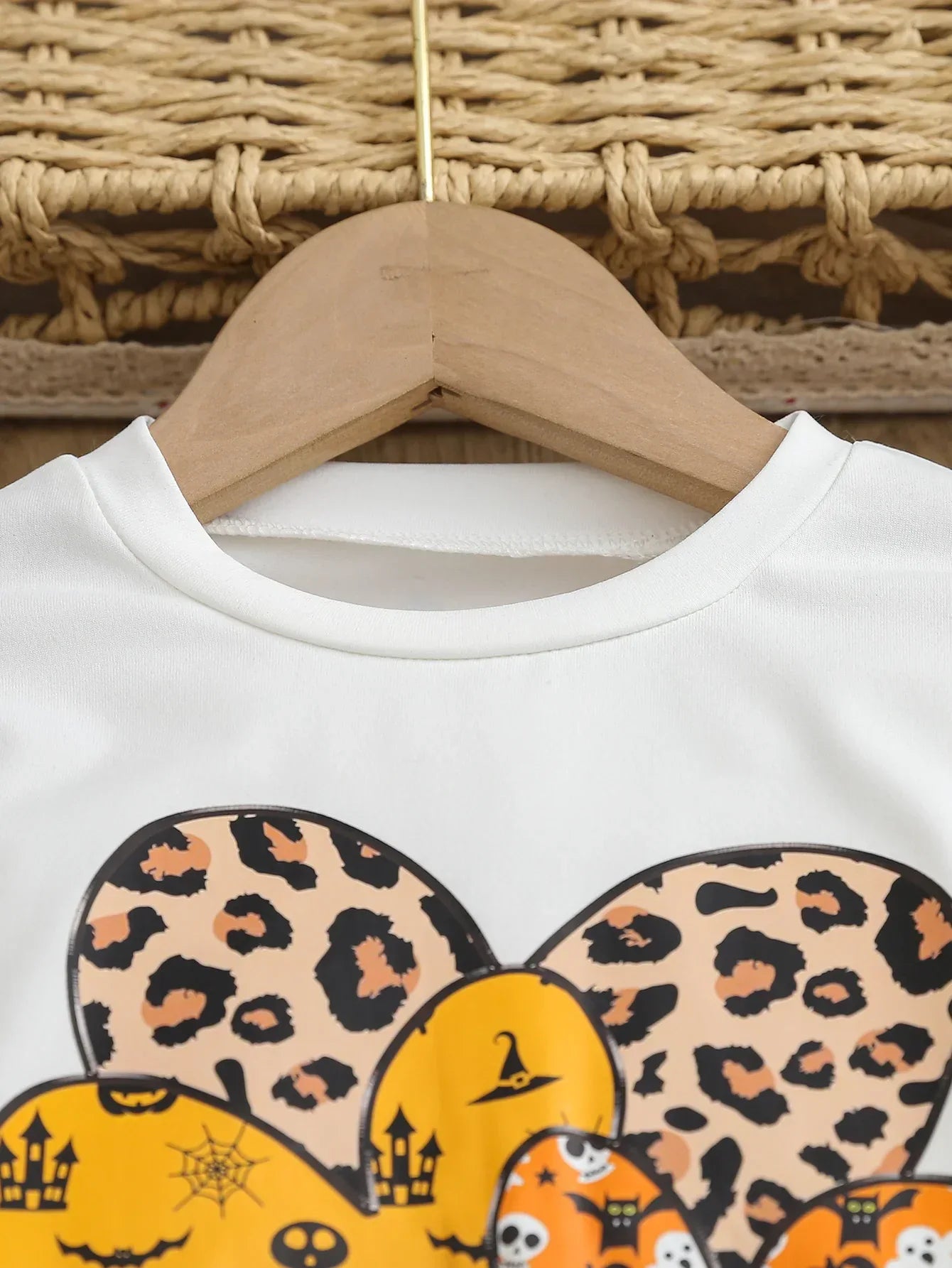 Girls Halloween Knit Heart Print Shirt And Corduroy Skirt With Belt Set 4-6Y - ToylandEU