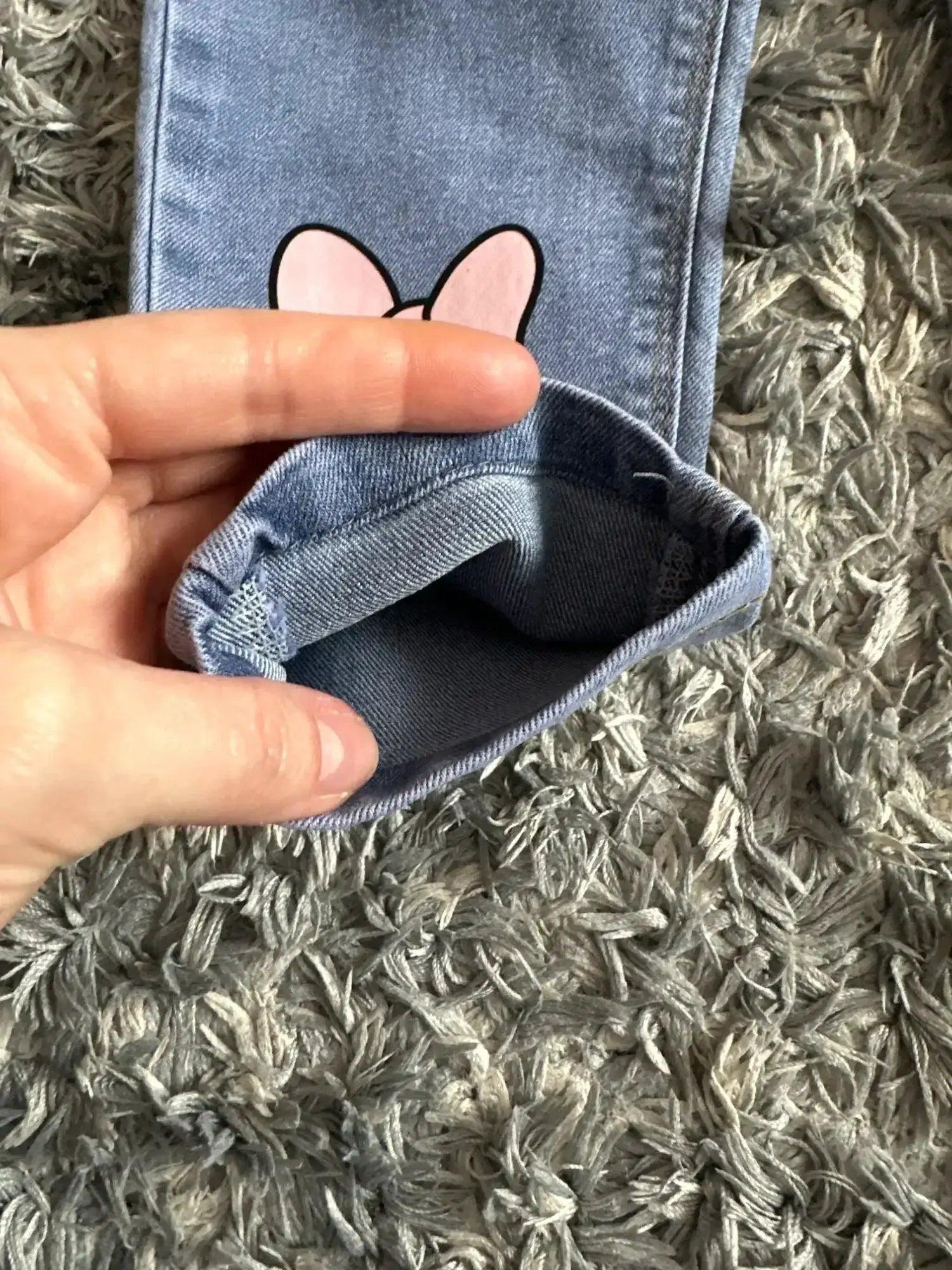  Girls Jeans For Kids Elastic Waist Denim With Pink Bow -  ToylandEU™