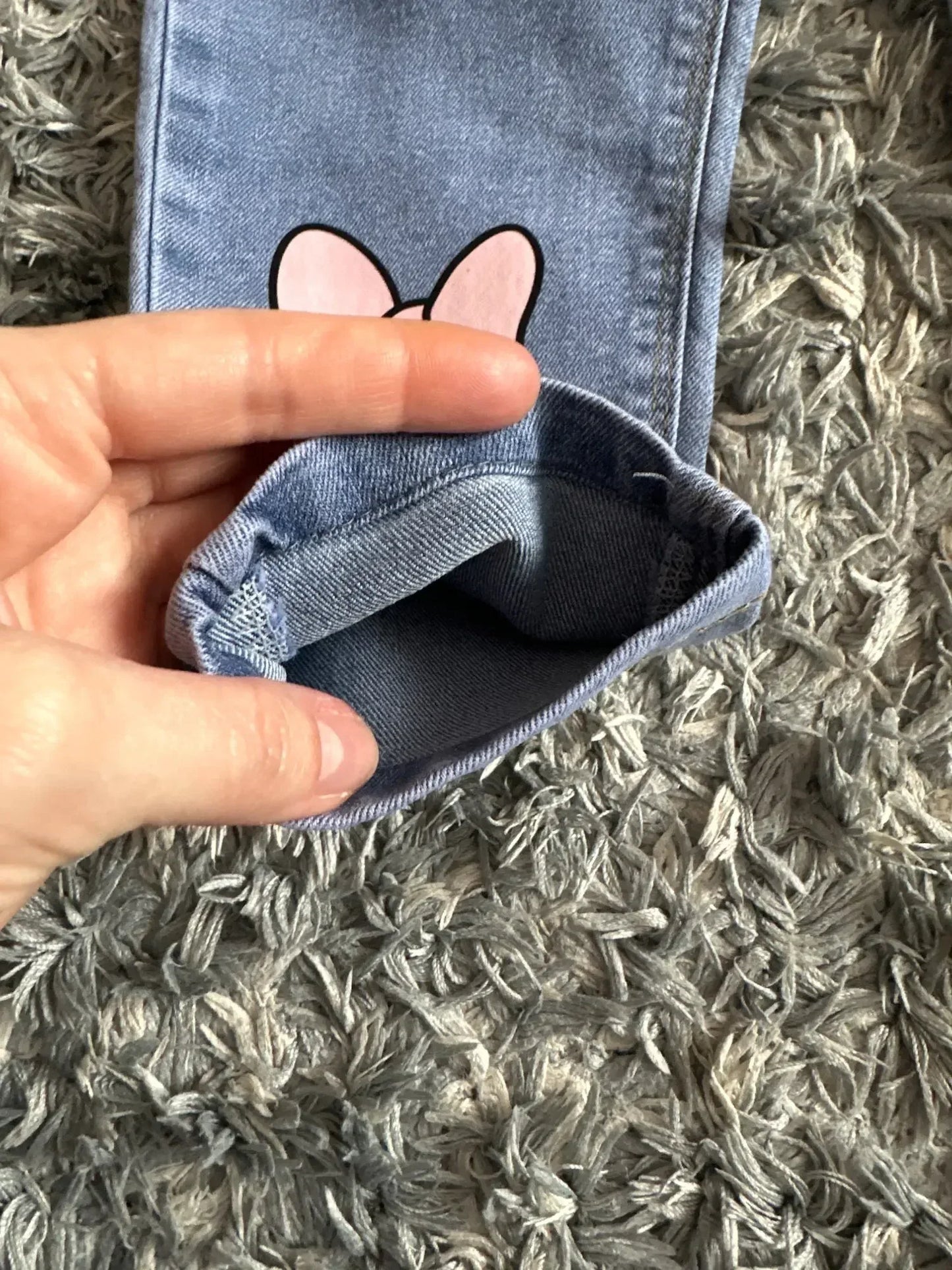 Girls Jeans For Kids With Pink Bow Elastic Waist Denim - ToylandEU