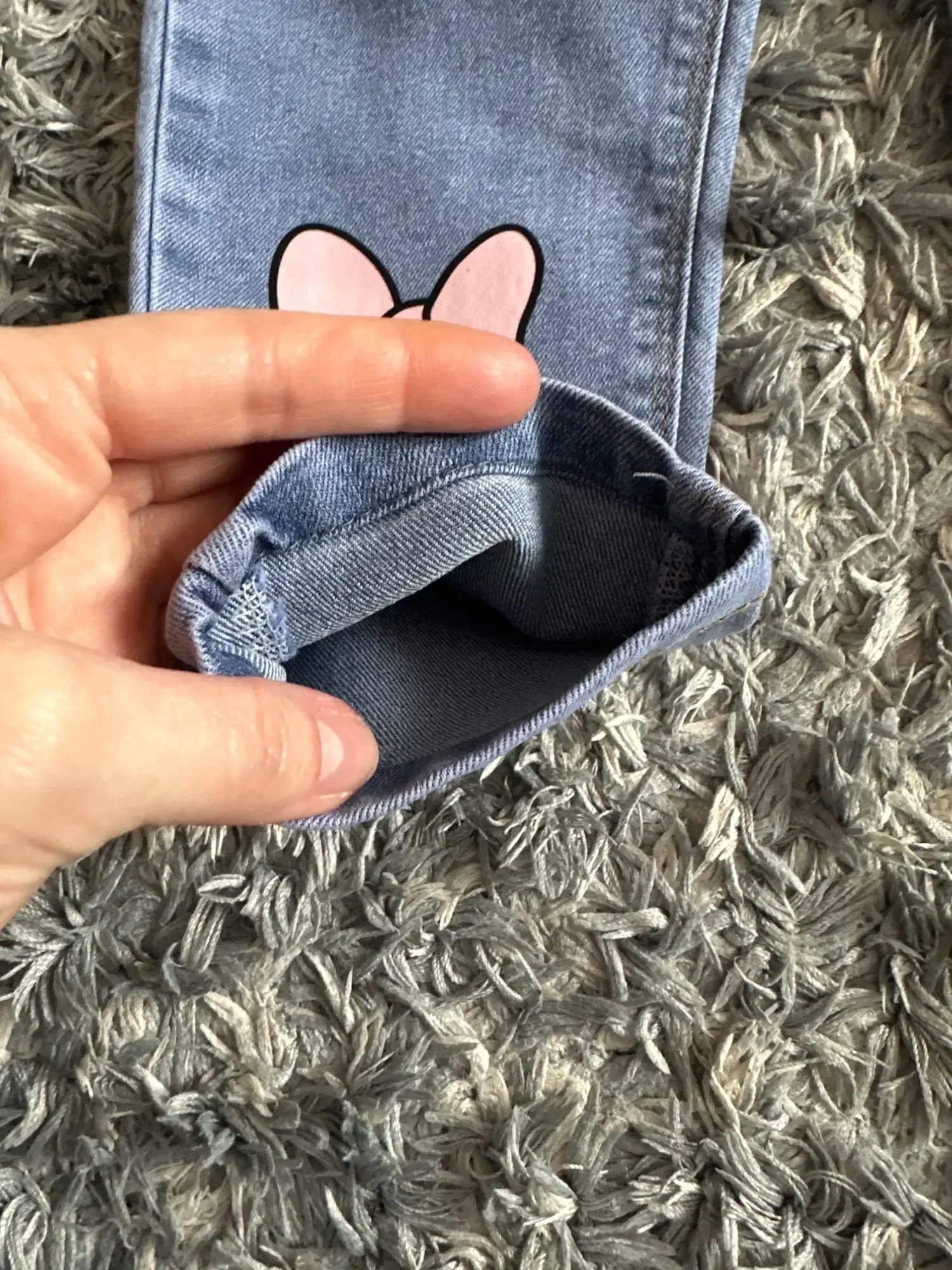 Girls Jeans For Kids With Pink Bow Elastic Waist Denim - ToylandEU