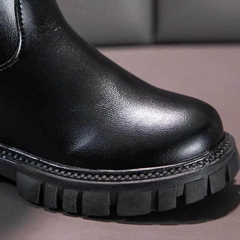  Girls' Knee High Winter Boots with Plush Lining and Zip Closure - Stylish Non-Slip Leather Snow Boots for Kids -  ToylandEU™