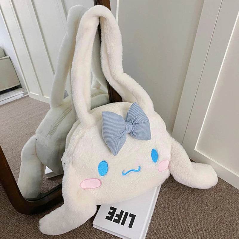 Girls Large Capacity Cartoon Anime Cozy Fluffy Tote Bag Kuromi Plush Shoulder Bag Cinnamoroll Melody Faux Fur Handbag - ToylandEU