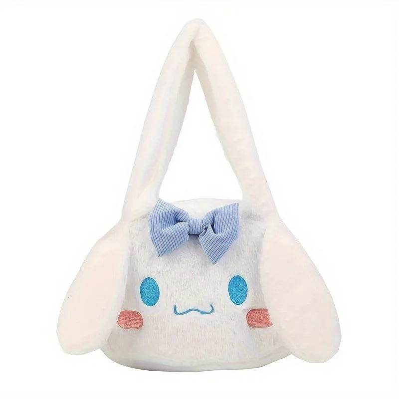 Girls Large Capacity Cartoon Anime Cozy Fluffy Tote Bag Kuromi Plush Shoulder Bag Cinnamoroll Melody Faux Fur Handbag - ToylandEU