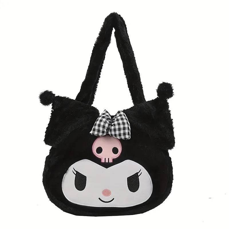 Girls Large Capacity Cartoon Anime Cozy Fluffy Tote Bag Kuromi Plush Shoulder Bag Cinnamoroll Melody Faux Fur Handbag - ToylandEU