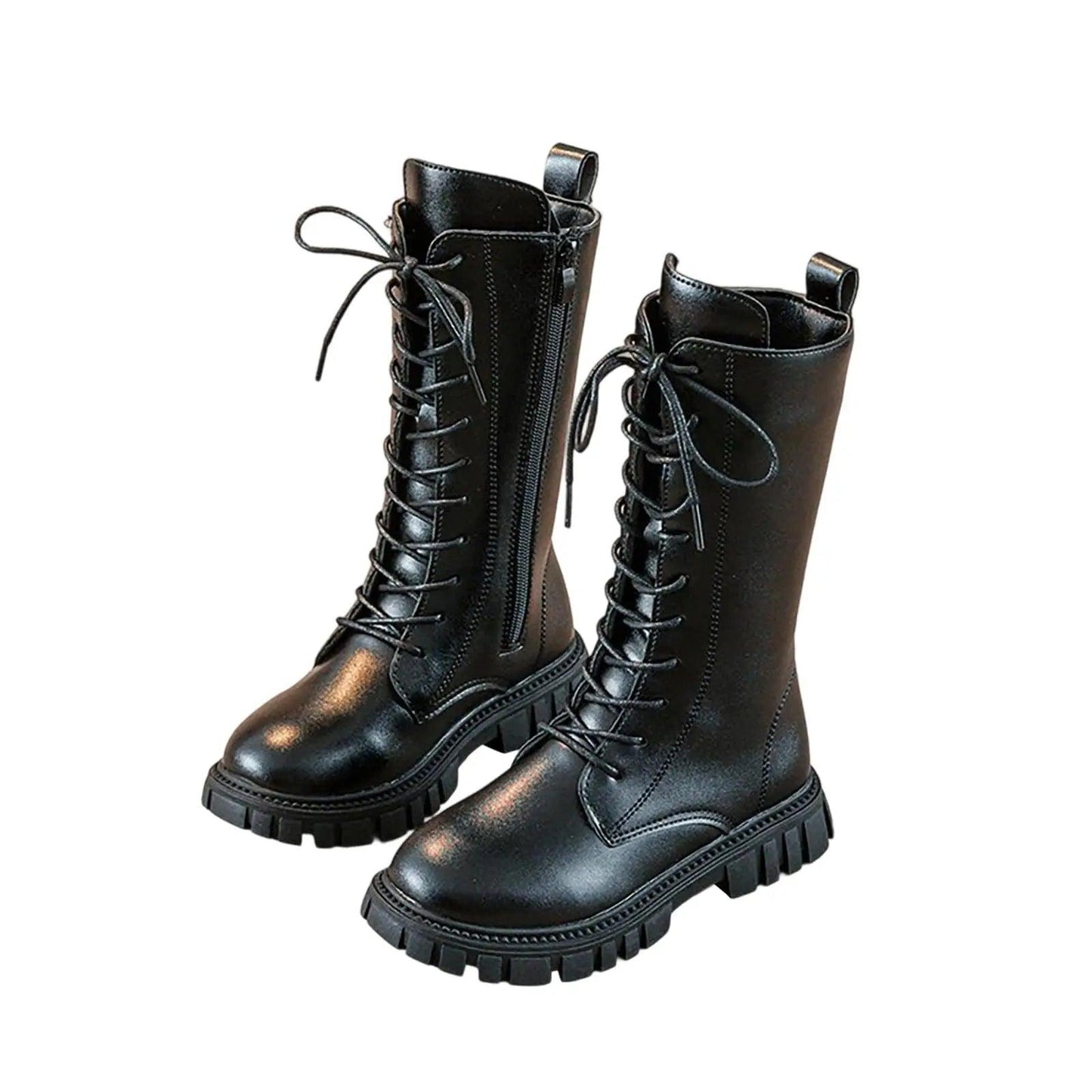 Girls Leather Mid Calf Boots | Side Zipper | Toylandeu