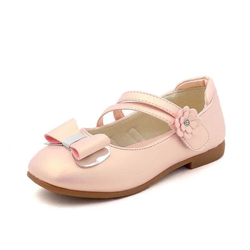 Girls Leather Shoes Kids Princess Bowtie Flats Soft Wedding - ToylandEU