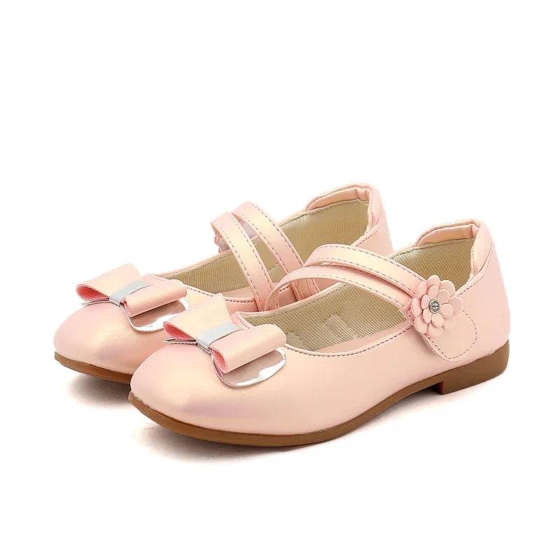 Girls Leather Shoes Kids Princess Bowtie Flats Soft Wedding - ToylandEU