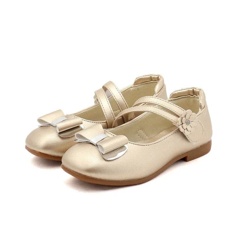 Girls Leather Shoes Kids Princess Bowtie Flats Soft Wedding - ToylandEU