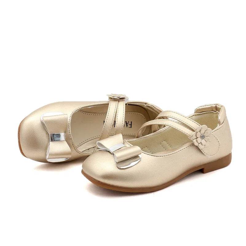 Girls Leather Shoes Kids Princess Bowtie Flats Soft Wedding - ToylandEU