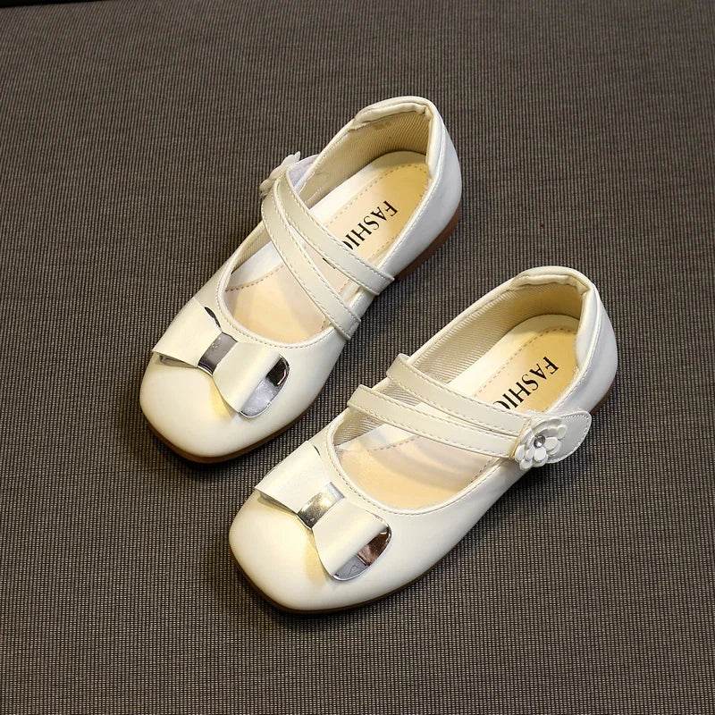 Girls Leather Shoes Kids Princess Bowtie Flats Soft Wedding - ToylandEU