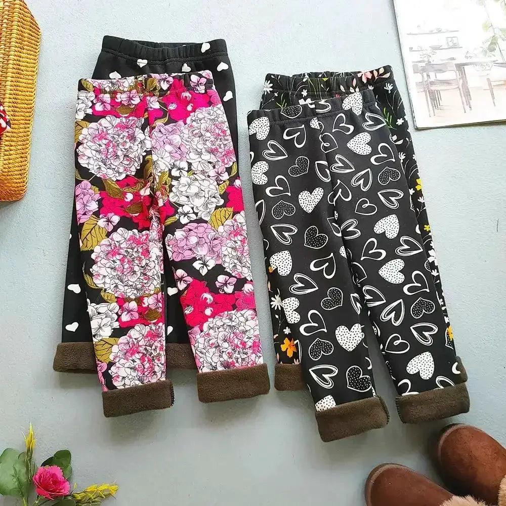  Girls Leggings Floral Print Thick Warm Winter Cozy -  ToylandEU™