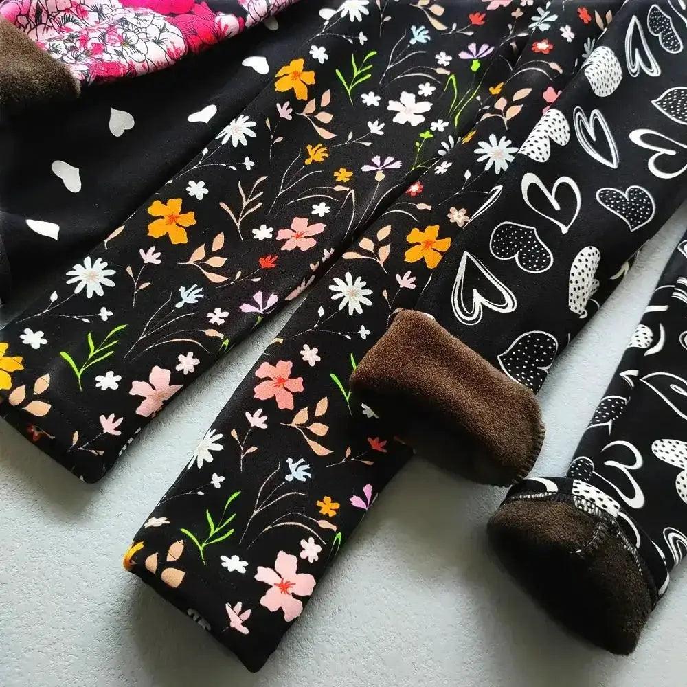 Girls Leggings Floral Print Thick Warm Winter Cozy -  ToylandEU™