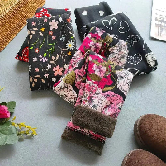  Girls Leggings Floral Print Thick Warm Winter Cozy -  ToylandEU™