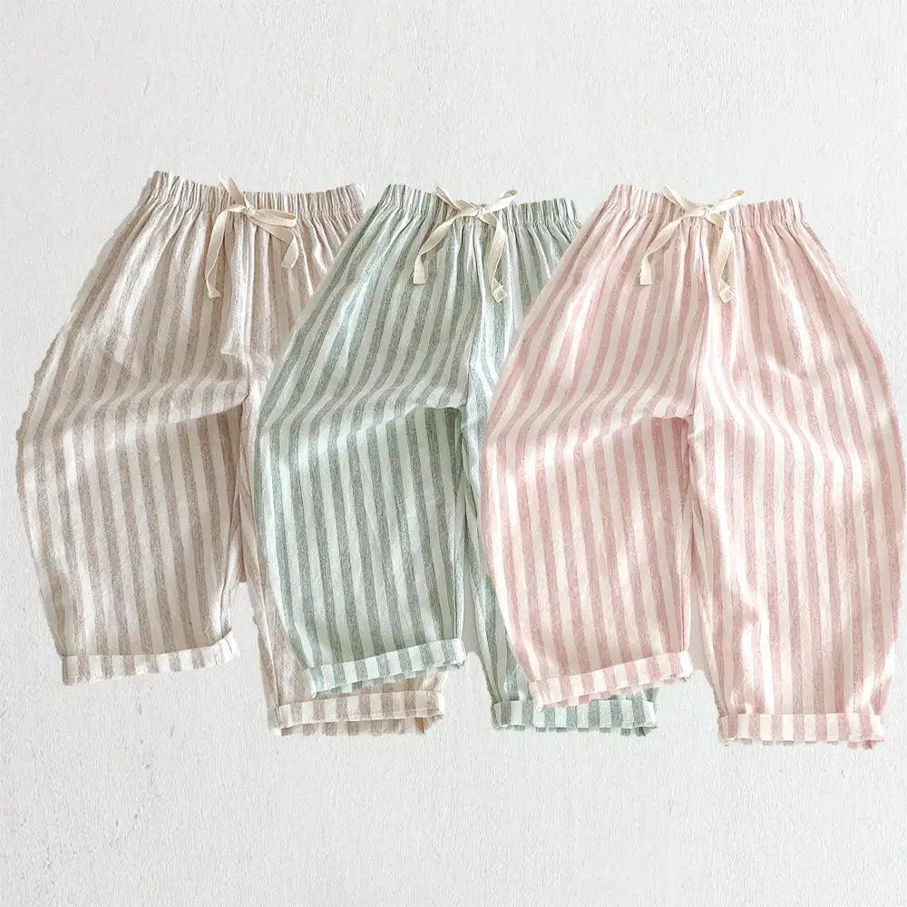 Girls Linen Pants With Pockets Striped Casual Summer -  ToylandEU™