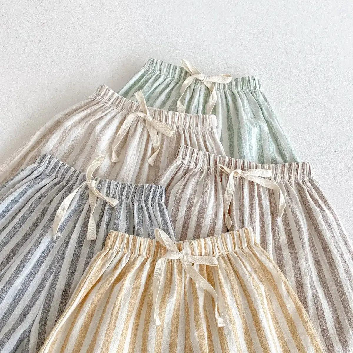  Girls Linen Pants With Pockets Striped Casual Summer -  ToylandEU™