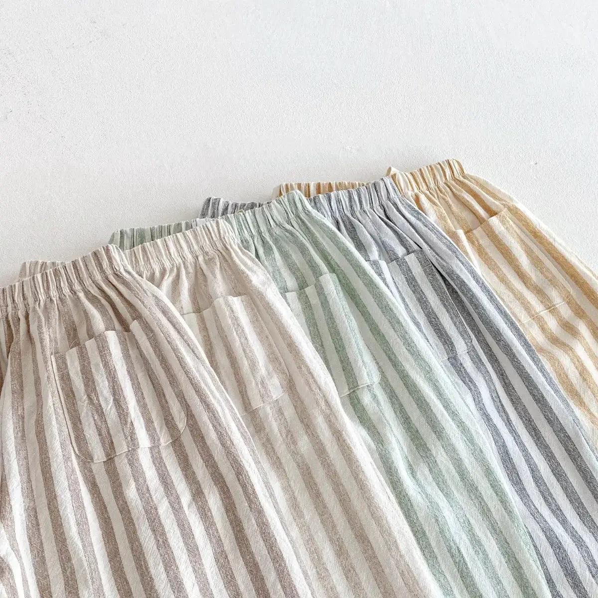  Girls Linen Pants With Pockets Striped Casual Summer -  ToylandEU™