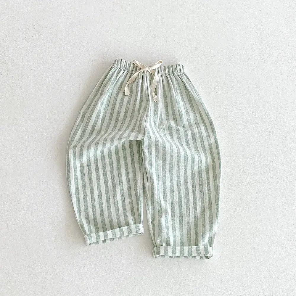  Girls Linen Pants With Pockets Striped Casual Summer -  ToylandEU™