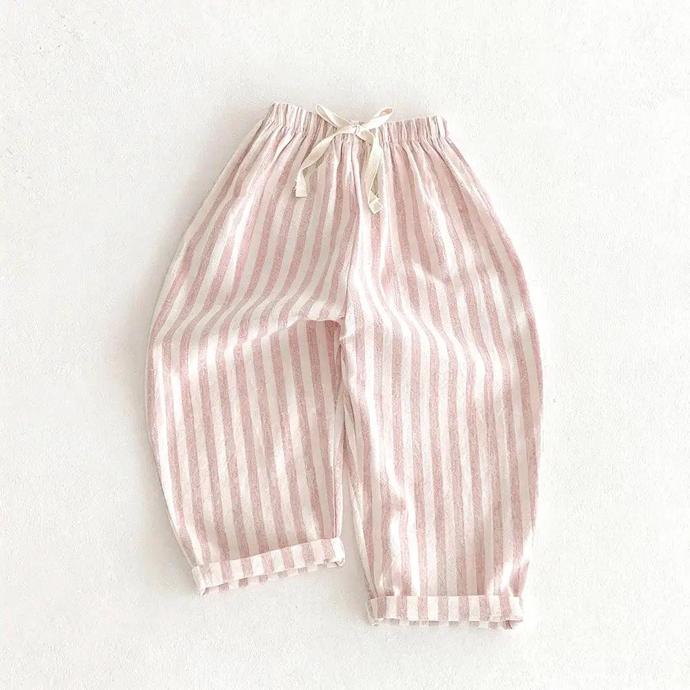  Girls Linen Pants With Pockets Striped Casual Summer -  ToylandEU™