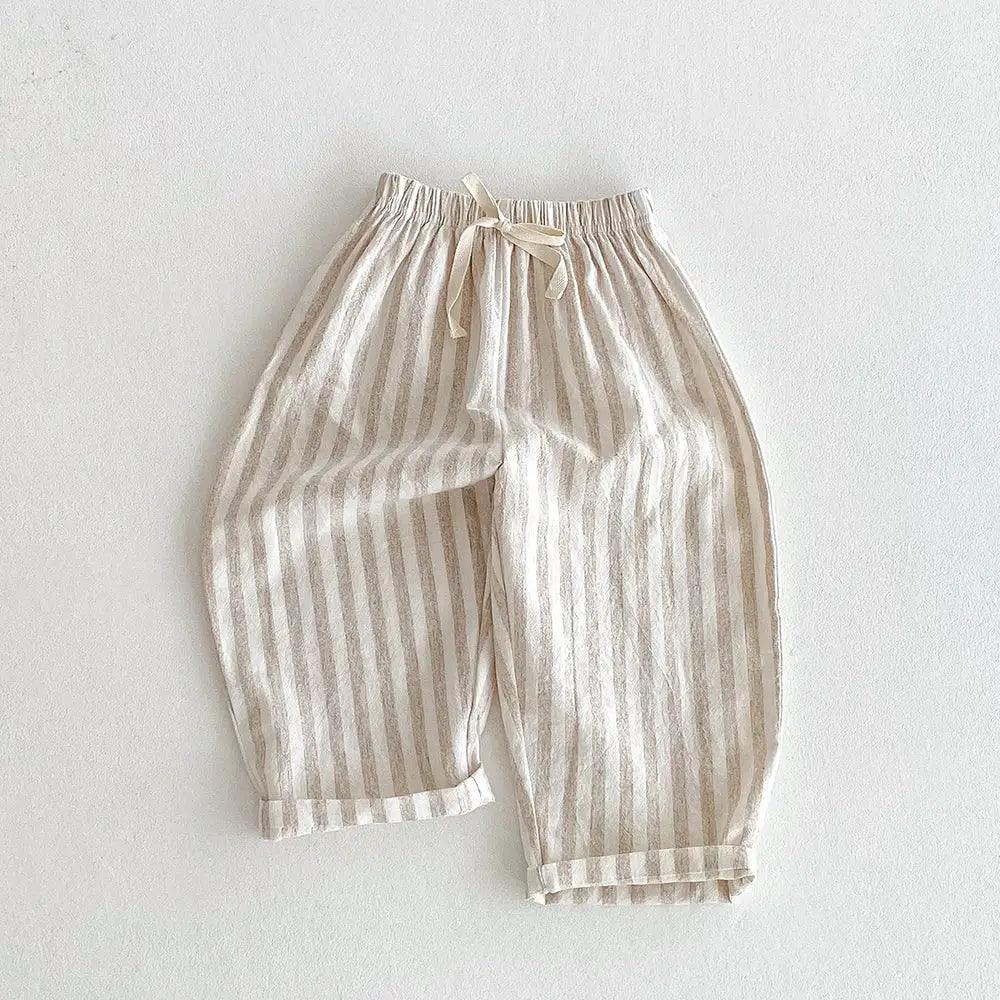  Girls Linen Pants With Pockets Striped Casual Summer -  ToylandEU™