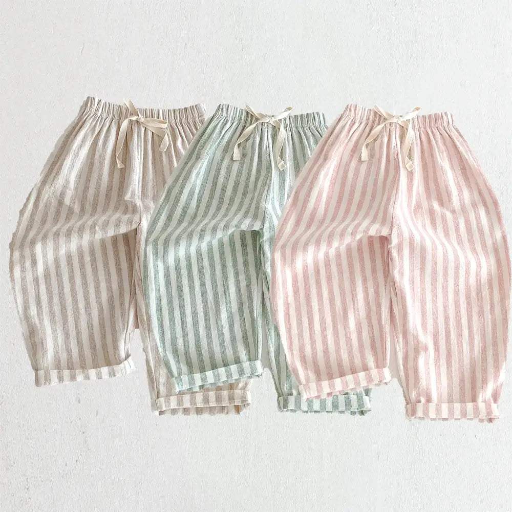  Girls Linen Pants With Pockets Striped Casual Summer -  ToylandEU™