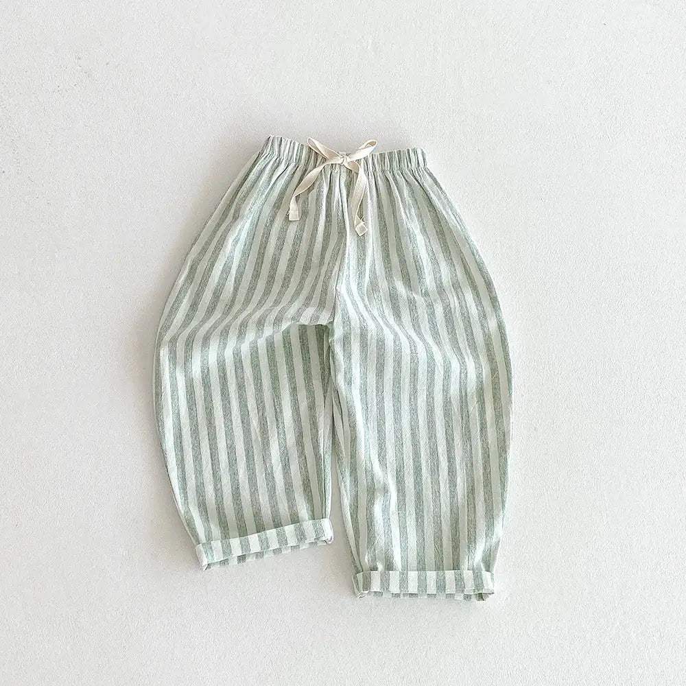  Girls Linen Pants With Pockets Striped Casual Summer -  ToylandEU™