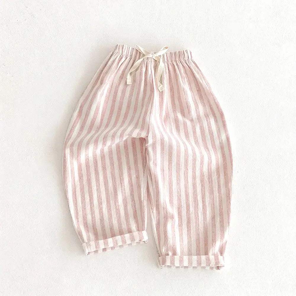  Girls Linen Pants With Pockets Striped Casual Summer -  ToylandEU™