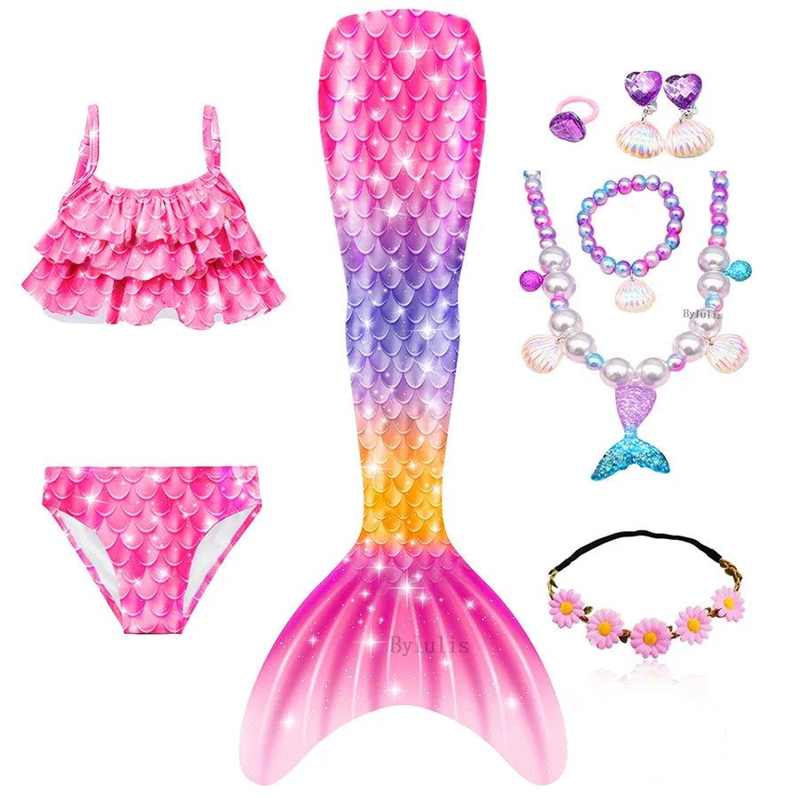 Girls Mermaid Tail Costume | Swimmable | Toylandeu™