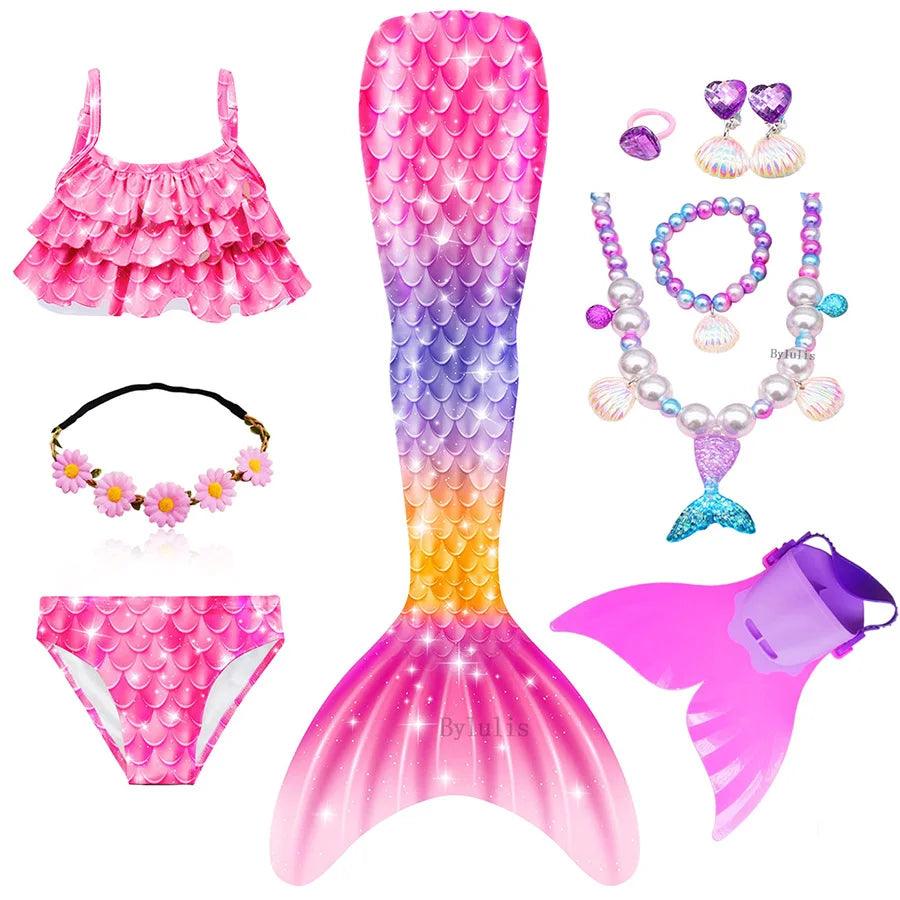 Girls Mermaid Tail Costume | Swimmable | Toylandeu™