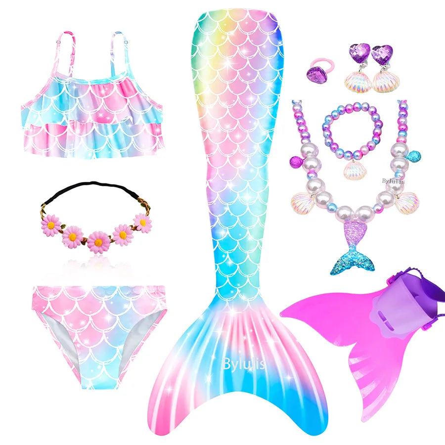 Girls Mermaid Tail Costume | Swimmable | Toylandeu™