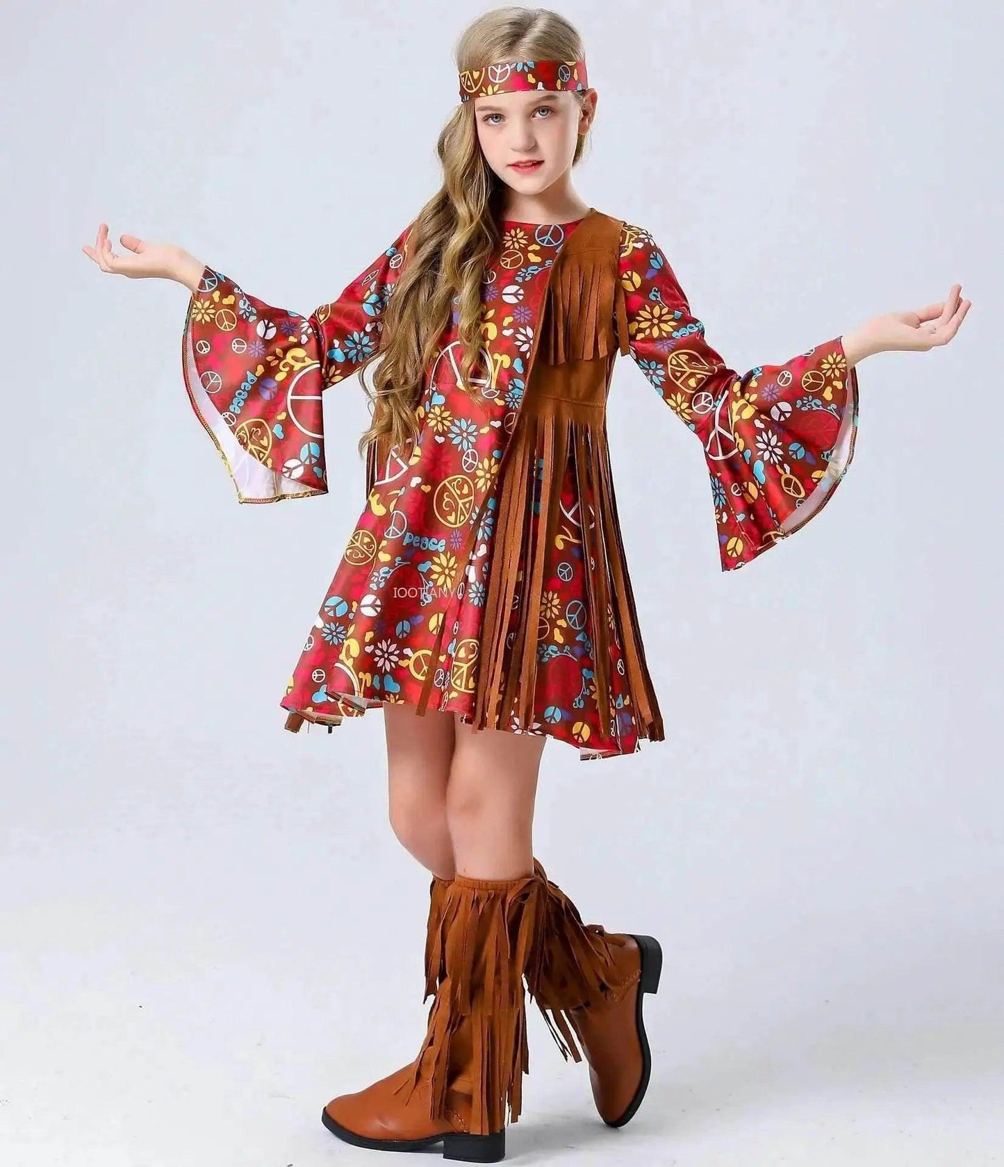  Girls Retro-Inspired Hippie Costume Set - Ideal for Halloween & Music Festivals -  ToylandEU™
