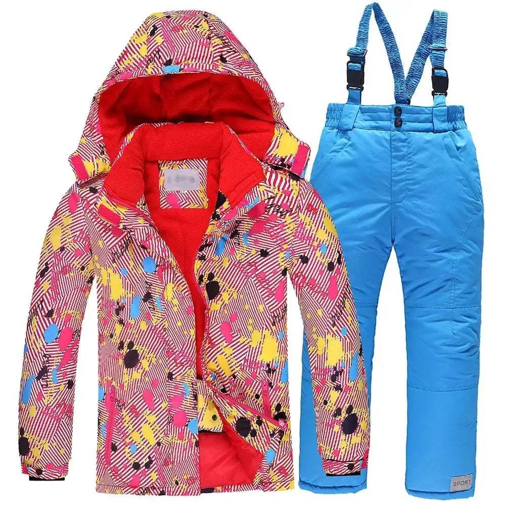 Girls Ski Jacket Snow Bibs Set Waterproof Warm Windproof - ToylandEU