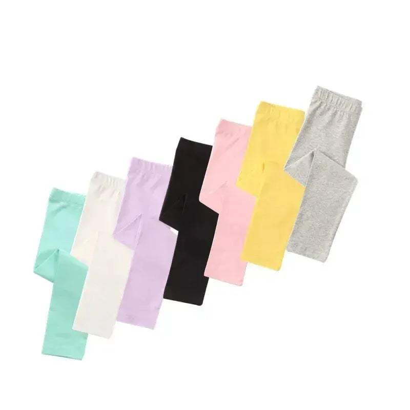 Girls Solid Color Cotton Leggings Elastic Waist Slim Fit 4-6Y - ToylandEU
