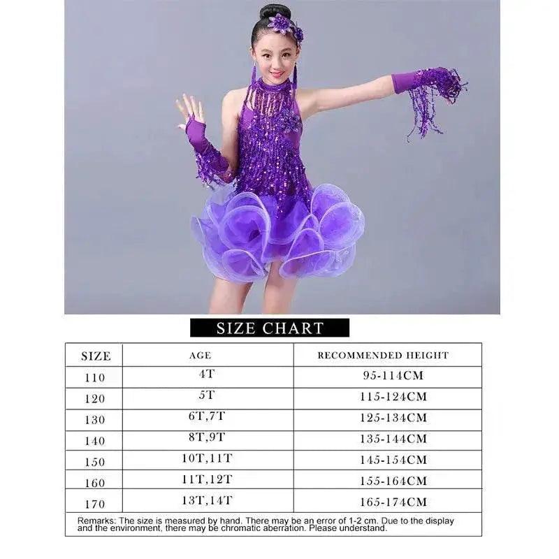  Glam Sequin Fringe Kids Latin Dance Dress Toyland EU -  ToylandEU™