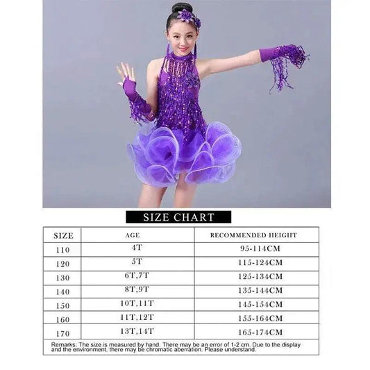  Glam Sequin Fringe Kids Latin Dance Dress Toyland EU -  ToylandEU™