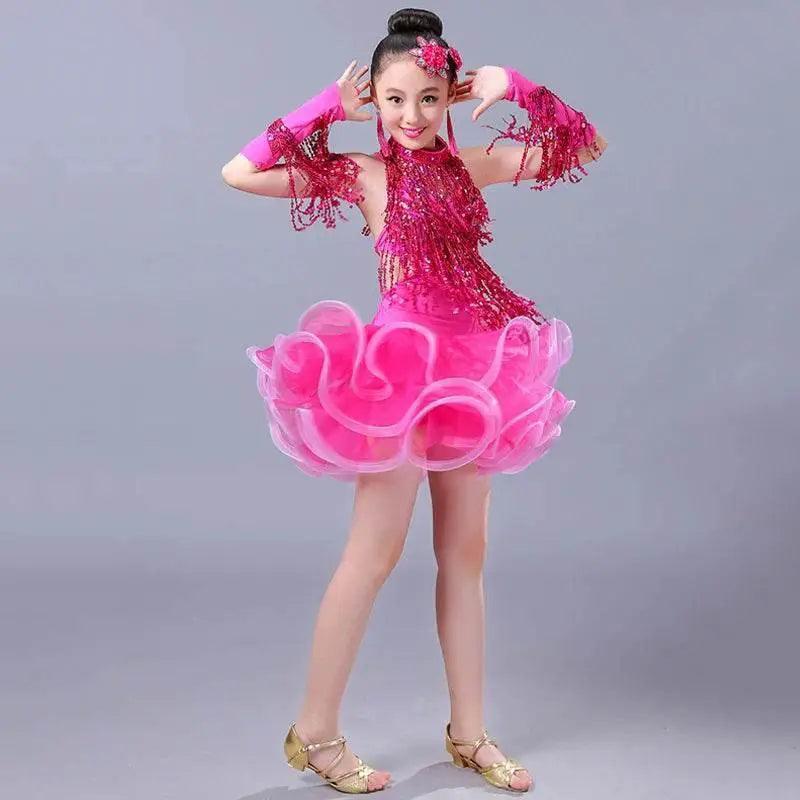  Glam Sequin Fringe Kids Latin Dance Dress Toyland EU -  ToylandEU™