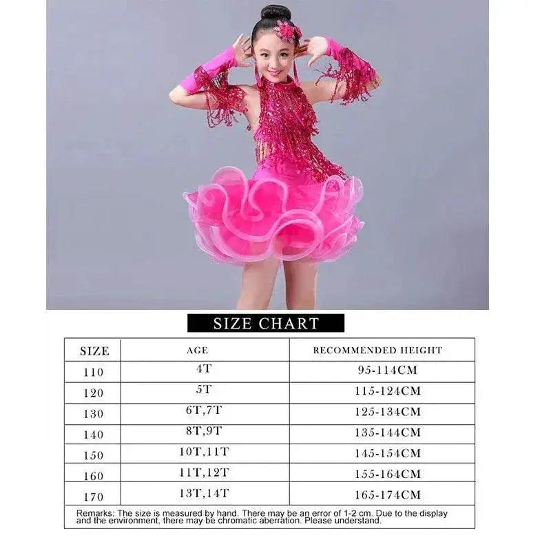  Glam Sequin Fringe Kids Latin Dance Dress Toyland EU -  ToylandEU™